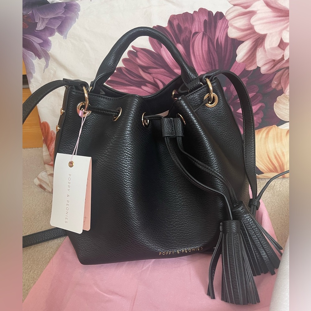 Poppy & Peonies Pulled Together Leather Bucket Bag